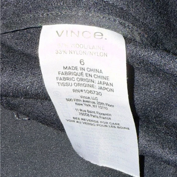 Vince Cozy Slim Black Dress Flare Leg Wool Pants Size 6 - Picture 7 of 8